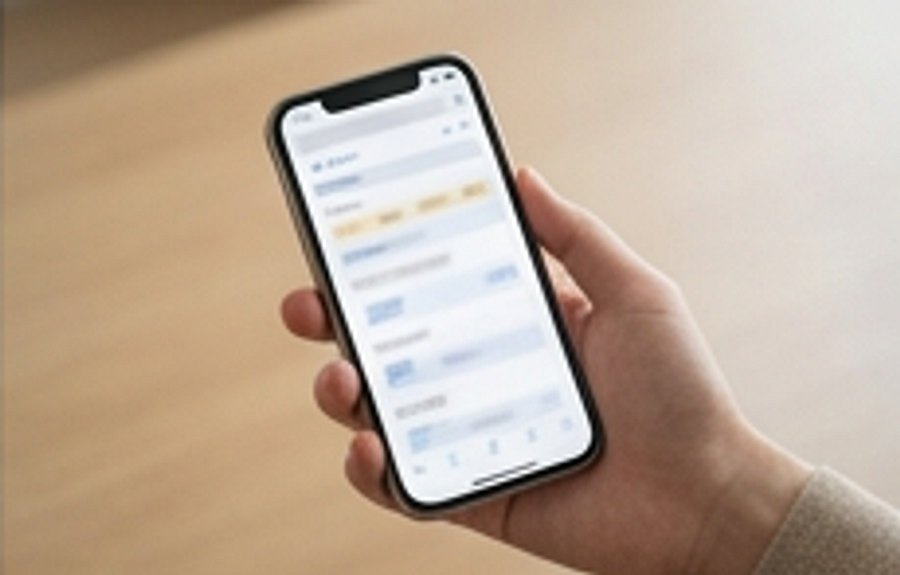 スマートフォンで求人一覧のような画面を見ている手元
